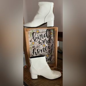 Enelauge Fashion Square Toe Gogo Ankle Boots Low Block Heel Back Zipper Size 11